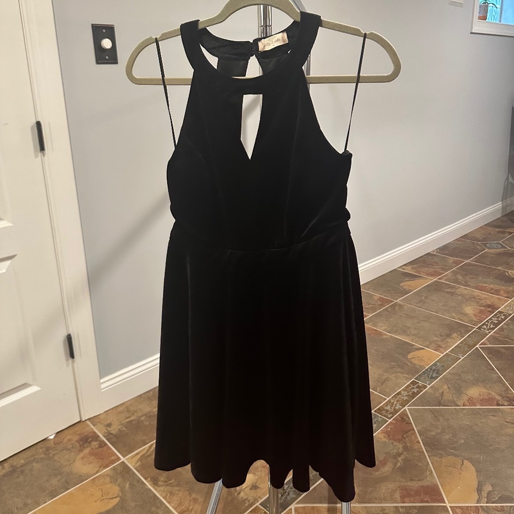 Altar'd State Black Velvet Sleeveless Dress